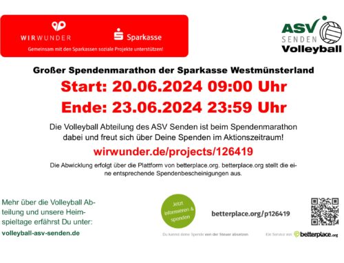 Spendenmarathon der Sparkasse Westmünsterland – 20.06. 09:00 – 23.06.2024 23:59